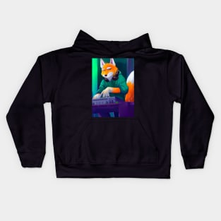 Fox at the DJ booth Kids Hoodie